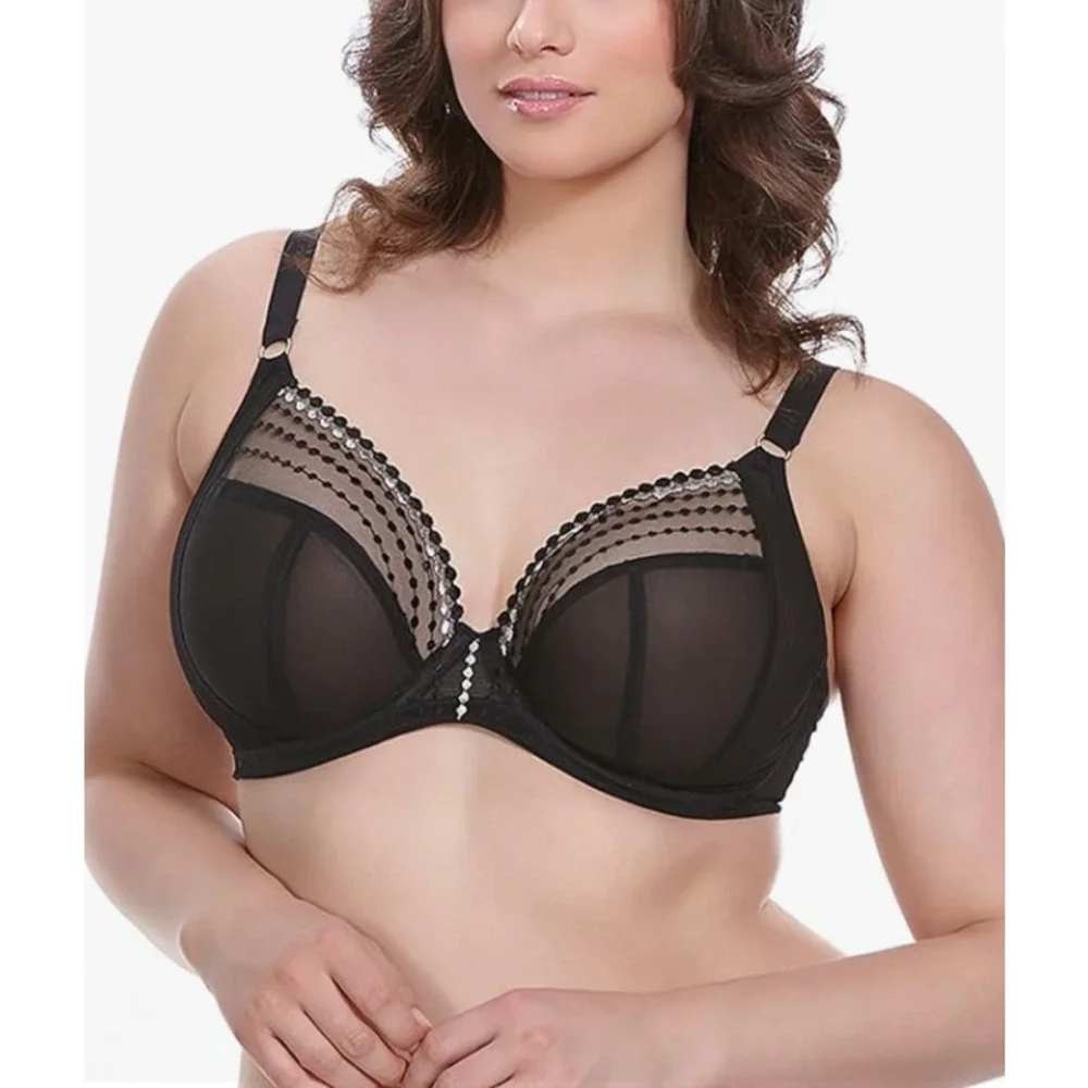 Elomi Matilda Bra 34I Black Matilda Plunge Underwire Side Support EL8900BLK